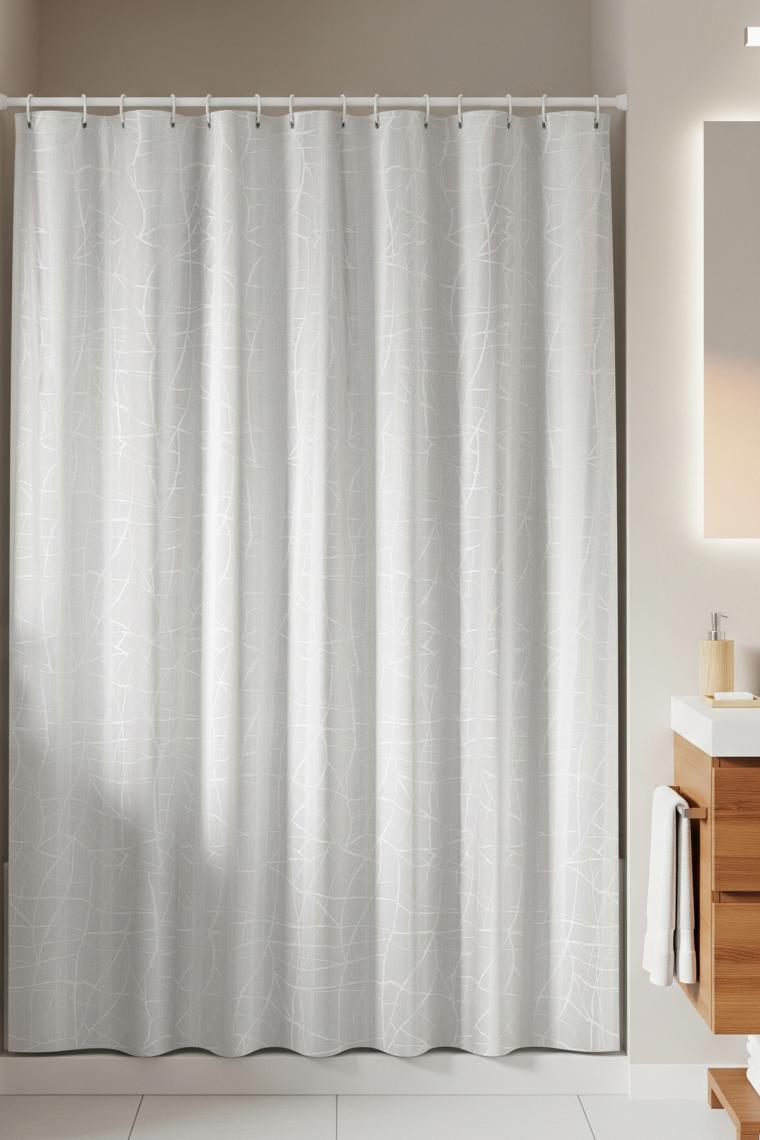 Banyo Perdesi - Tek Kanat Duş Perdesi, Polyester Kumaş Duşakabin Perdesi 180X200 cm Küvet Perdesi