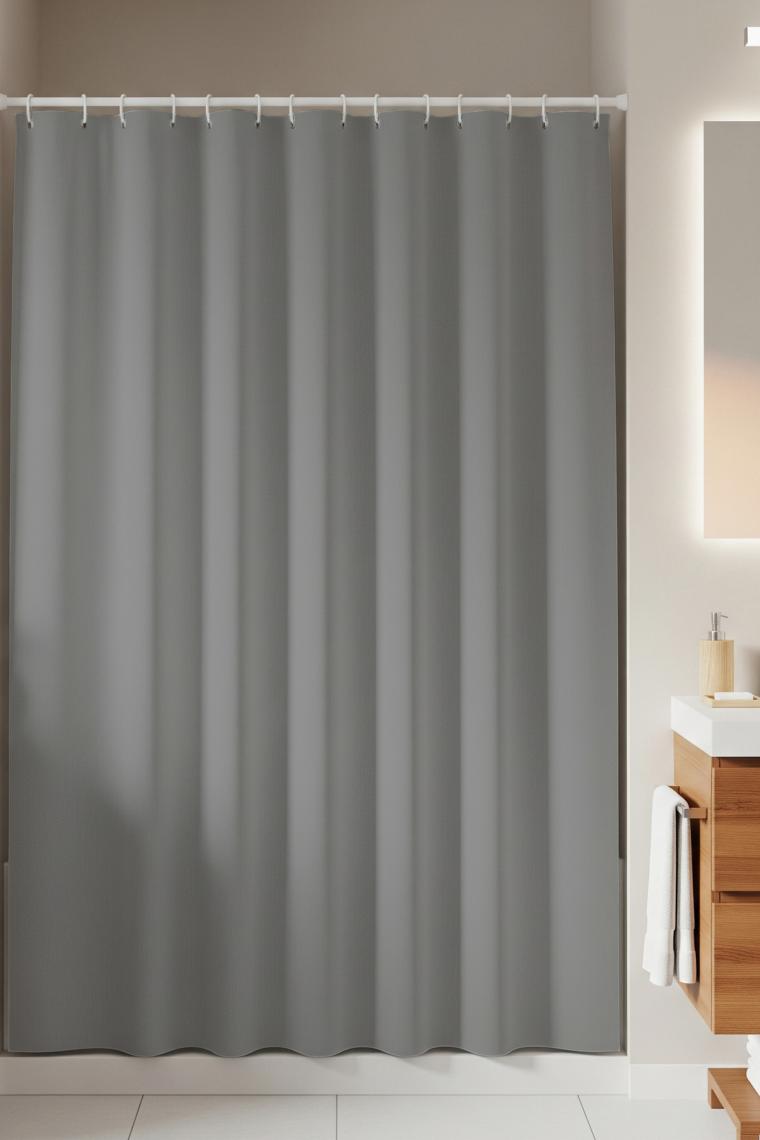 Tropik Home Gri Banyo Perdesi 180x200cm Duş Perdesi
