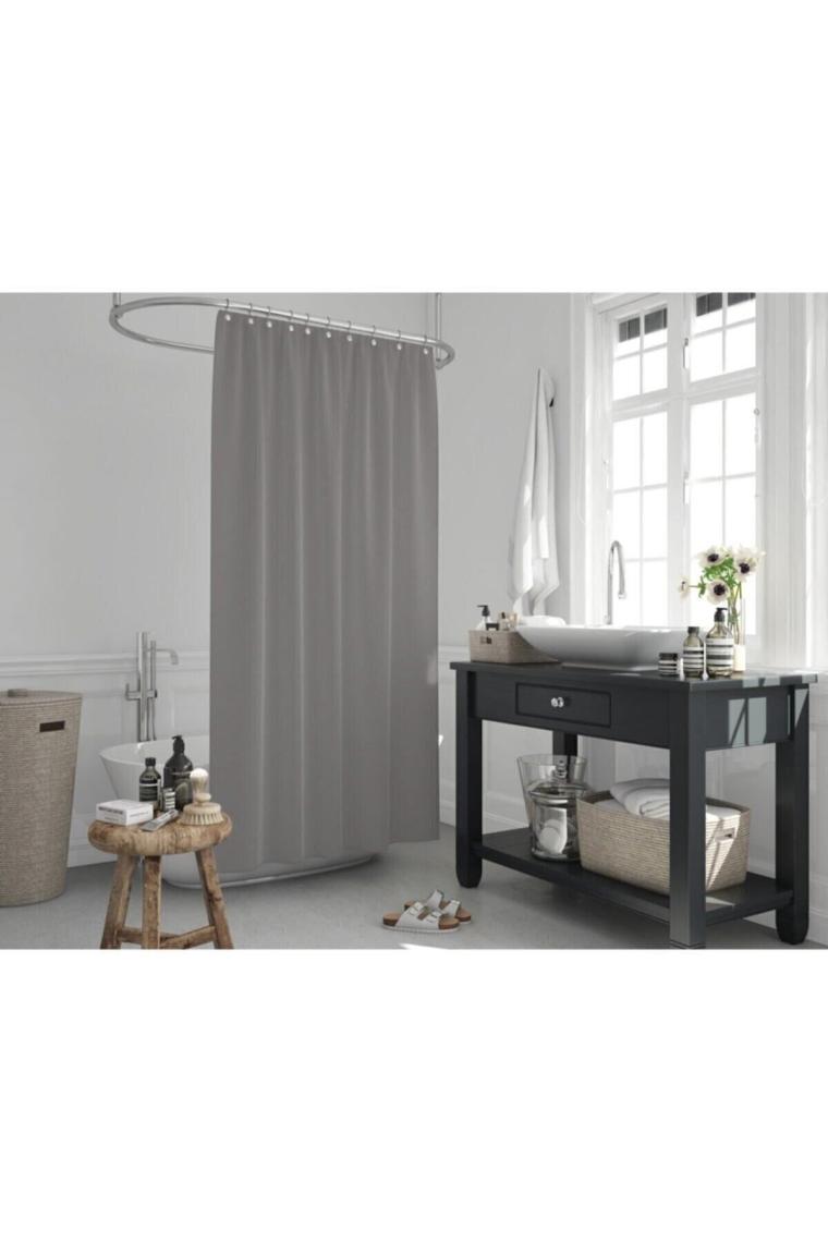 Tropik Home Gri Banyo Perdesi 180x200cm Duş Perdesi
