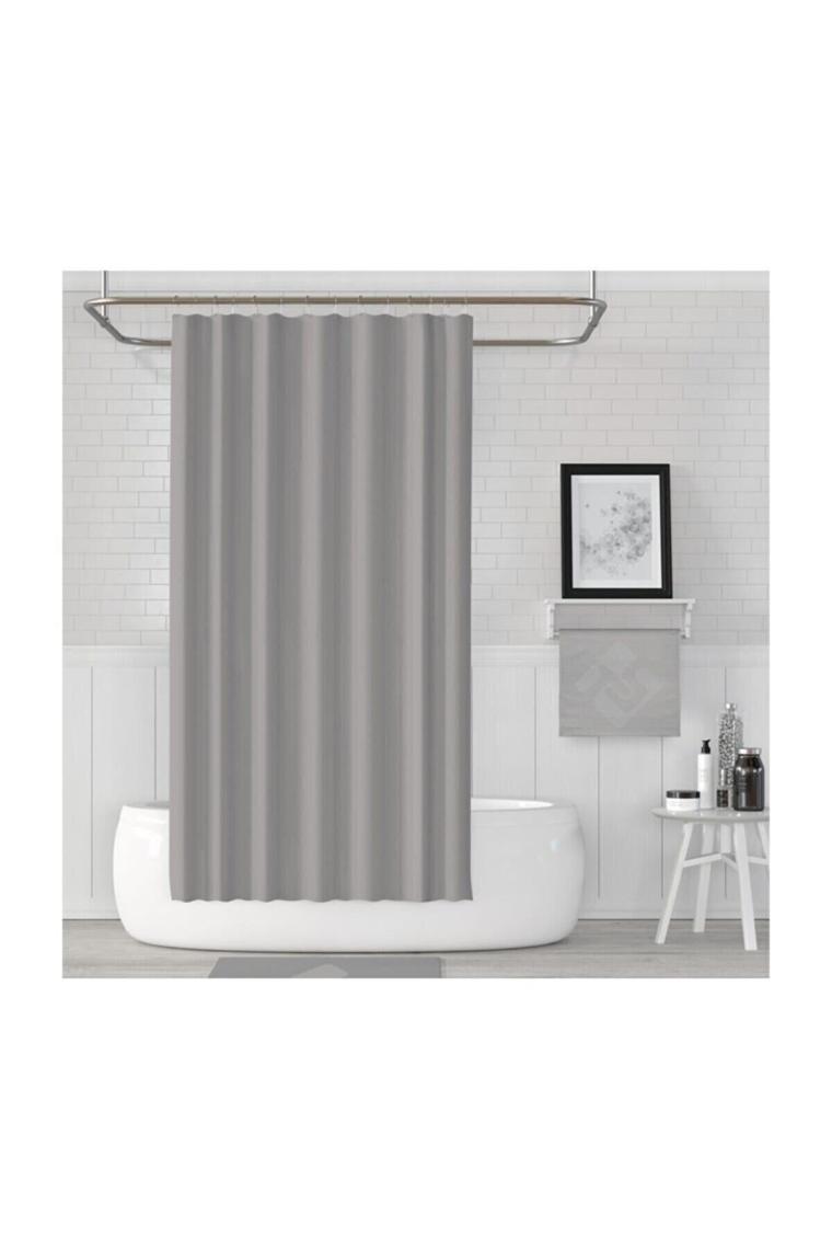 Tropik Home Gri Banyo Perdesi 180x200cm Duş Perdesi