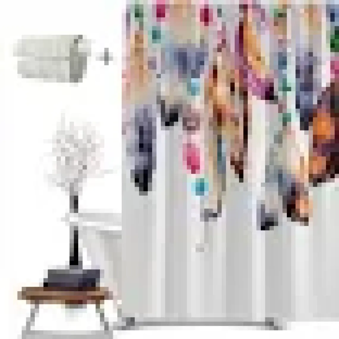 Tropik Home Renkli Tüy Desen Banyo Duş Perdesı-180x200cm Duşakabin Perdesi, Tek Kanat Dream Catcher Duş Perde