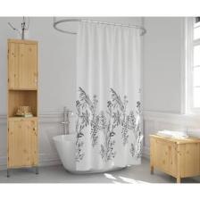 Tropik Home Duş Perdesi Çift Kanat 2X120X200CM Funda Desenli Banyo Perdesi 16 Adet C Halka Hediyeli