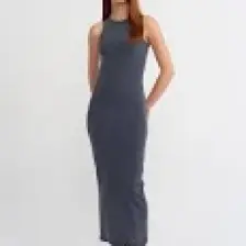 Dilvin 90805 Yıkama Efektli Midi Elbise-Antrasit