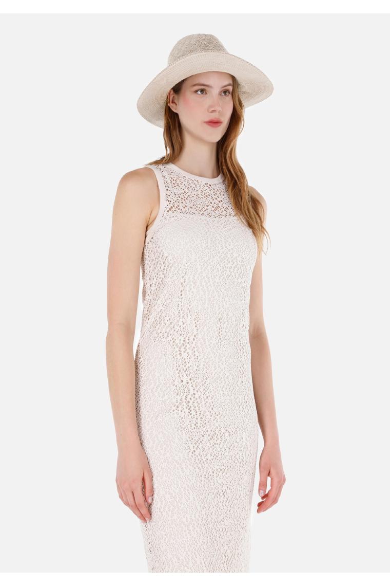 Slim Fit  Kadın Ekru Kısa Kol Elbise
