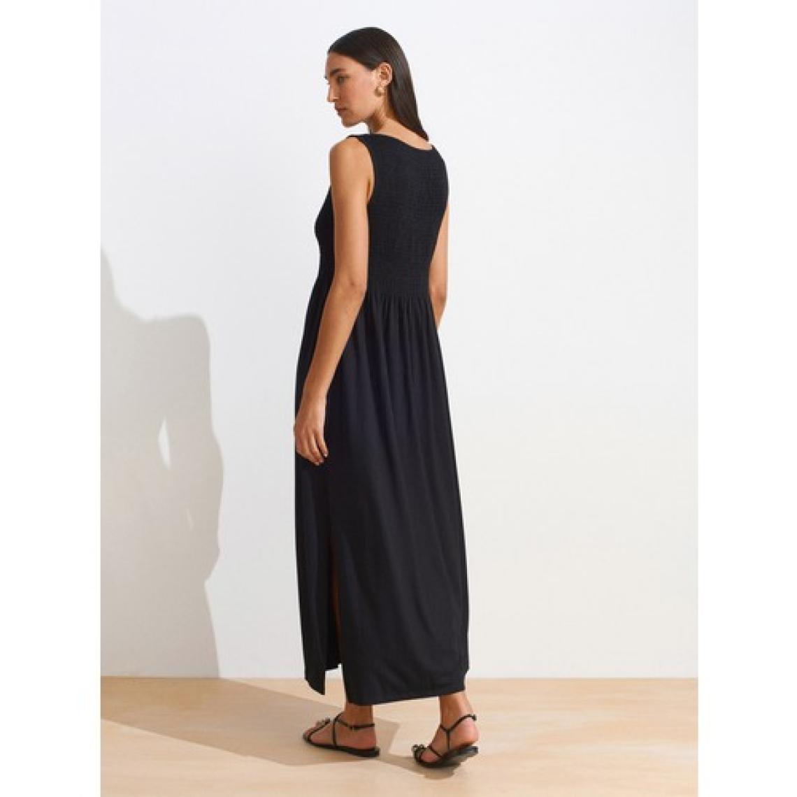 91465 Kayık Yaka Midi Elbise-Siyah