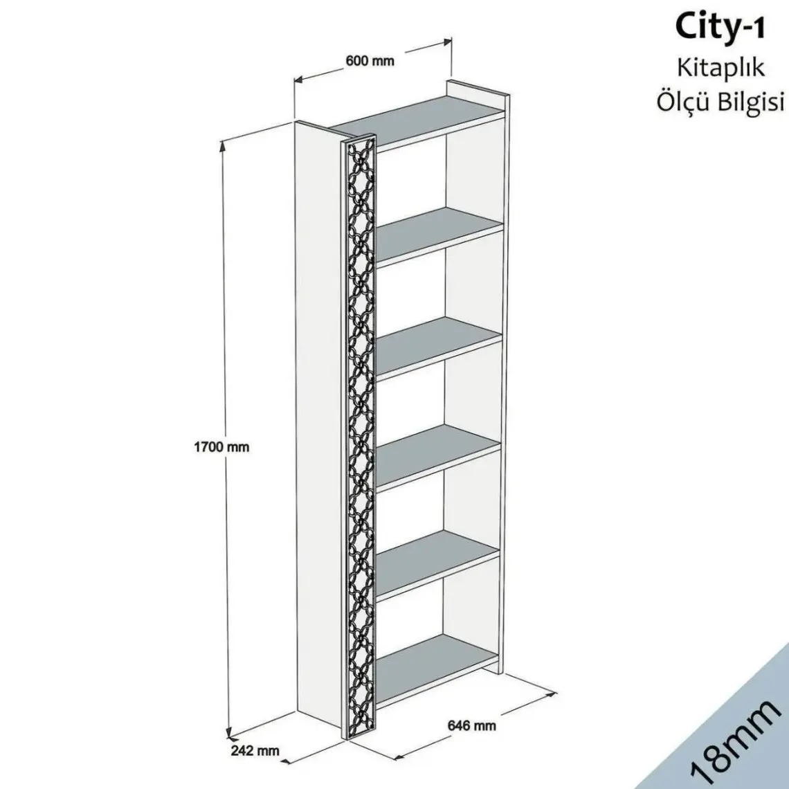 Variant City Kitaplık - Ceviz / Ceviz