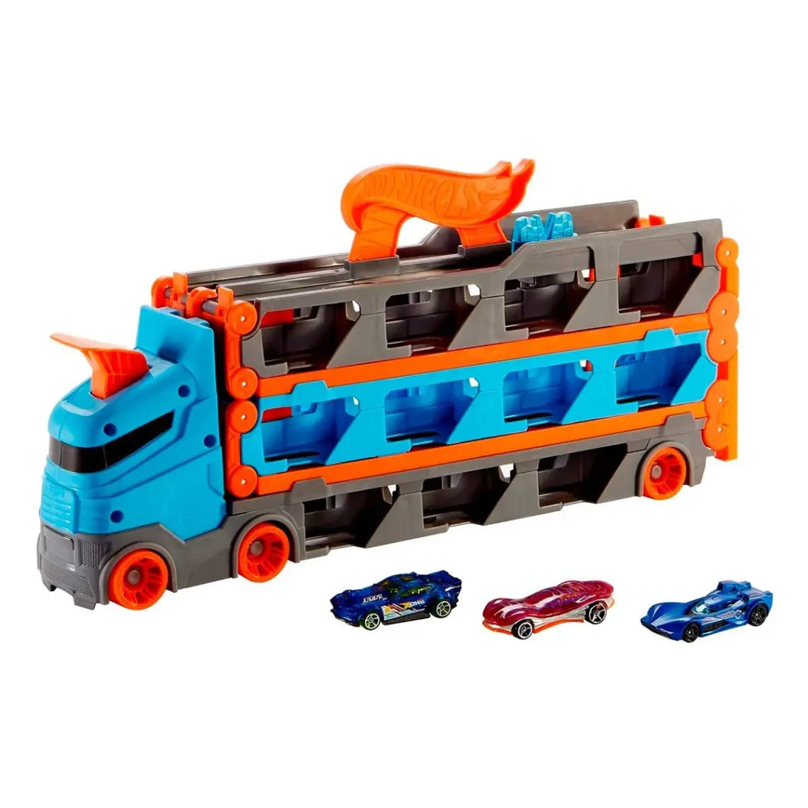 Hot Wheels Sürat Pistli Tır, 3 Adet 1:64 Ölçekli Araba İçerir, 4-8 Yaş Arası Çocuklar İçin GVG37