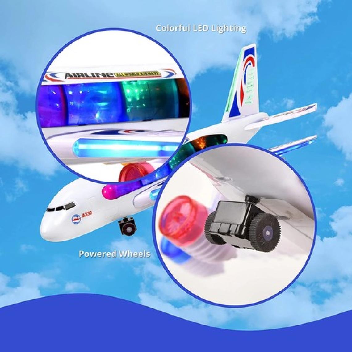LRS Store 40 cm Dev Boy Pilli Sesli Işıklı Uçak Işıklı Müzikli Yerde Gezen Oyuncak Uçak