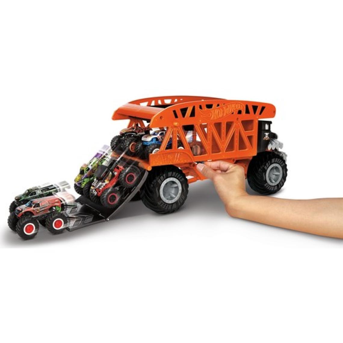 Hot Wheels Monster Trucks Taşıyıcı Kamyon, 12 adet 1:64 Ölçekli Araç Kapasiteli GKD37