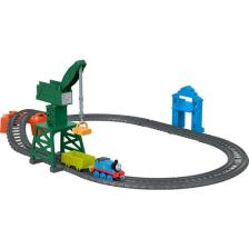 Thomas ve Arkadaşları Thomas ve Cranky Kargo Macerası, Sür-Bırak Trenli, Oyuncak Motorlu Tren, Lokomotif, Vinç, Tünel Dahil GFJ76
