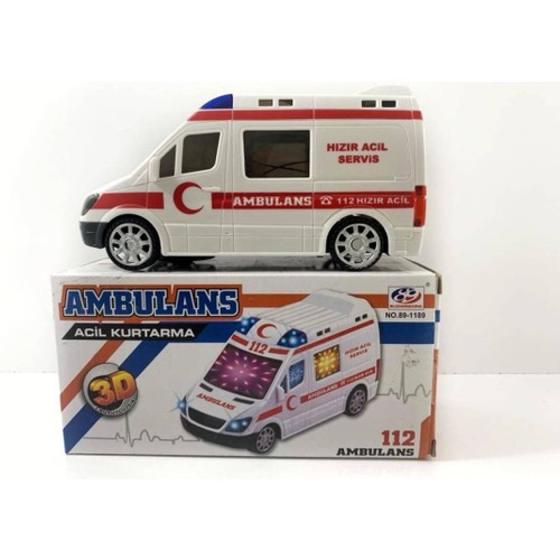 Kardelen 3D Işıklı Sesli Sirenli Pilli Oyuncak Ambulans Araba 112 Acil Kurtarma