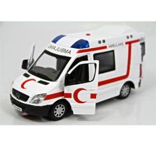 Vardem 1:32 Işıklı Sesli Metal Ambulans (Çek-Bırak Özellikli)