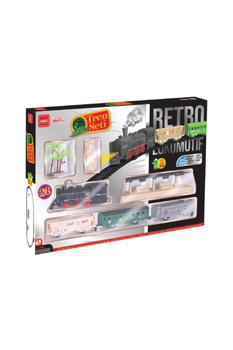 Retro Tren Seti Oyuncak Tren Seti Retro Lokomotif  Trnset 25 Parça