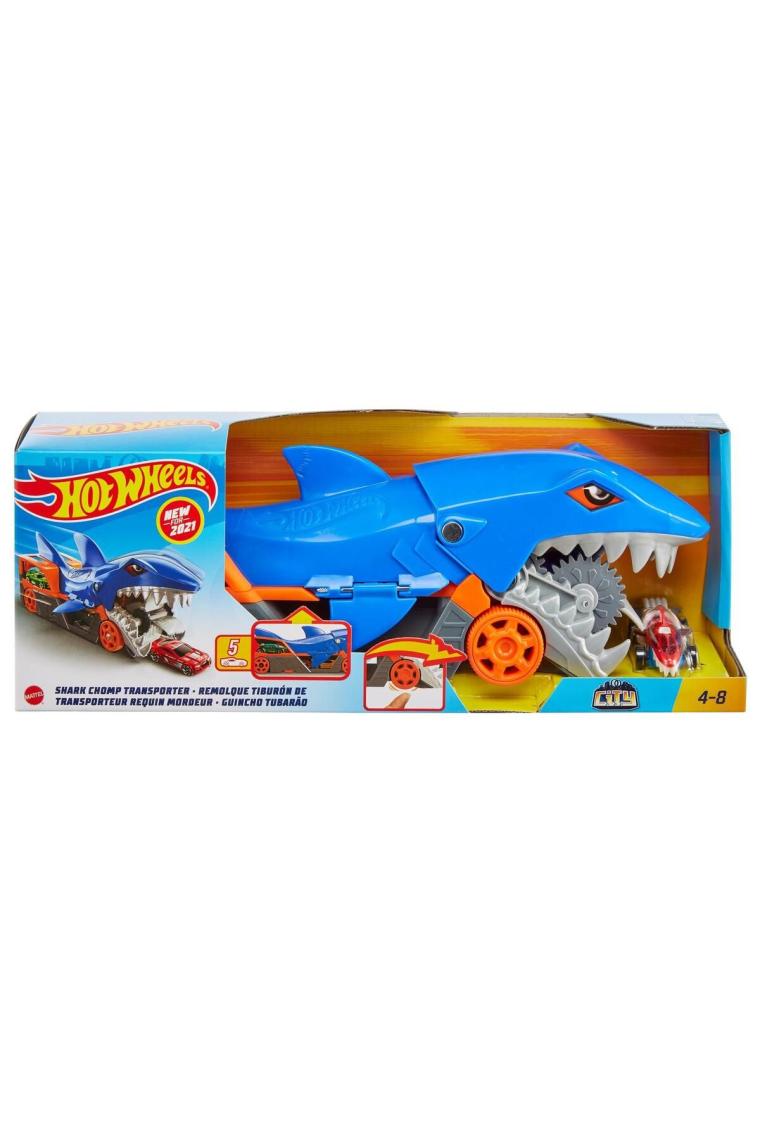Hot Wheels Köpek Balığı Taşıyıcı Oyun Seti, 1 Adet 1:64 Ölçekli Araba İçerir, 4-8 Yaş Arası Çocuklar İçin Gvg36