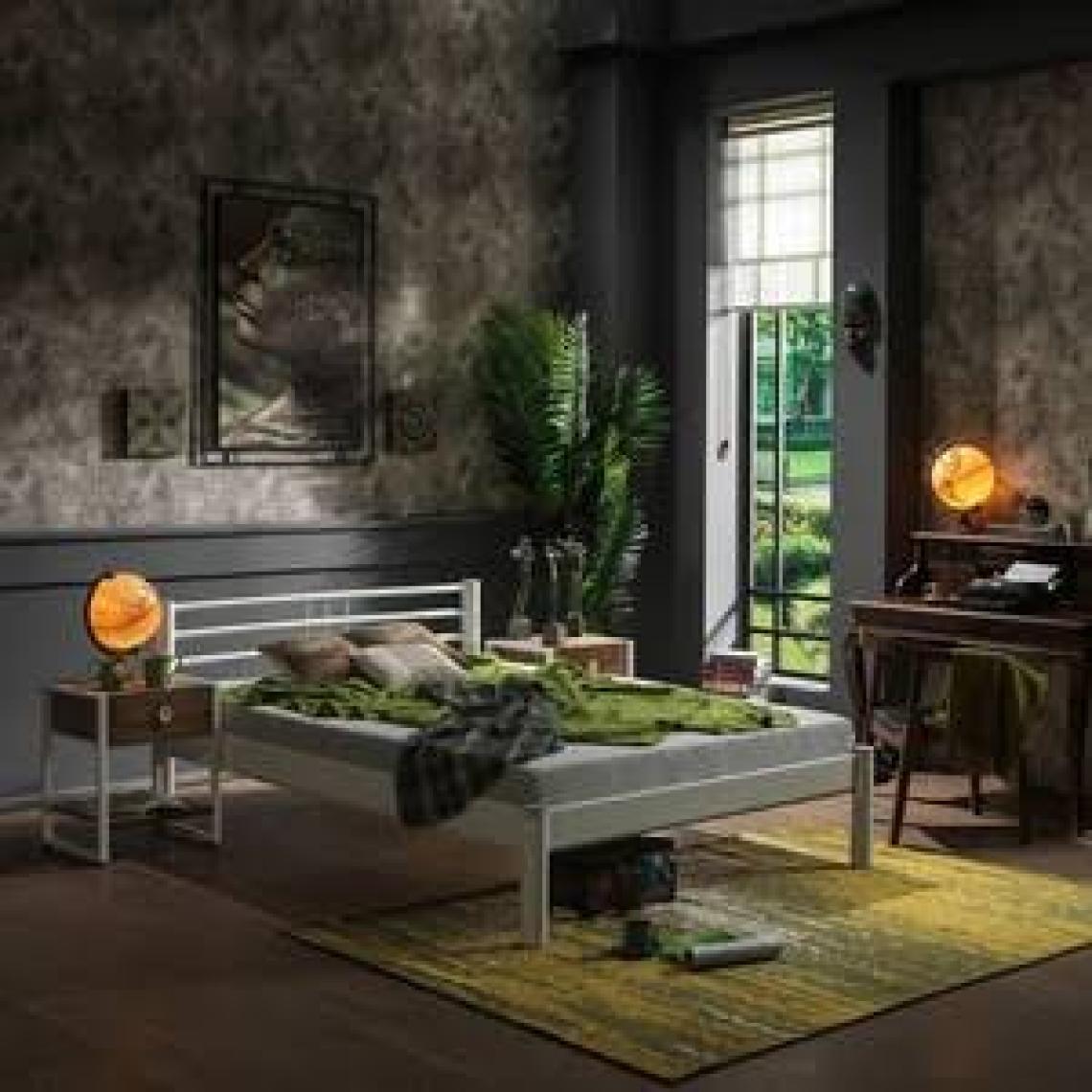 Unimet Asos-S Çift Kişilik Ferforje Metal Karyola-Beyaz