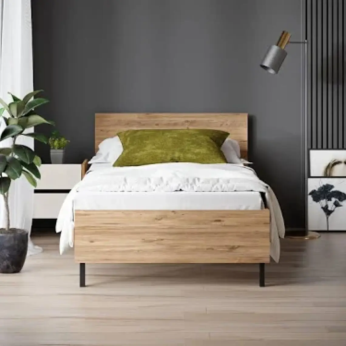 Ceramical Kr1 90X190 cm  Metal Karyola - Atlantik Çam