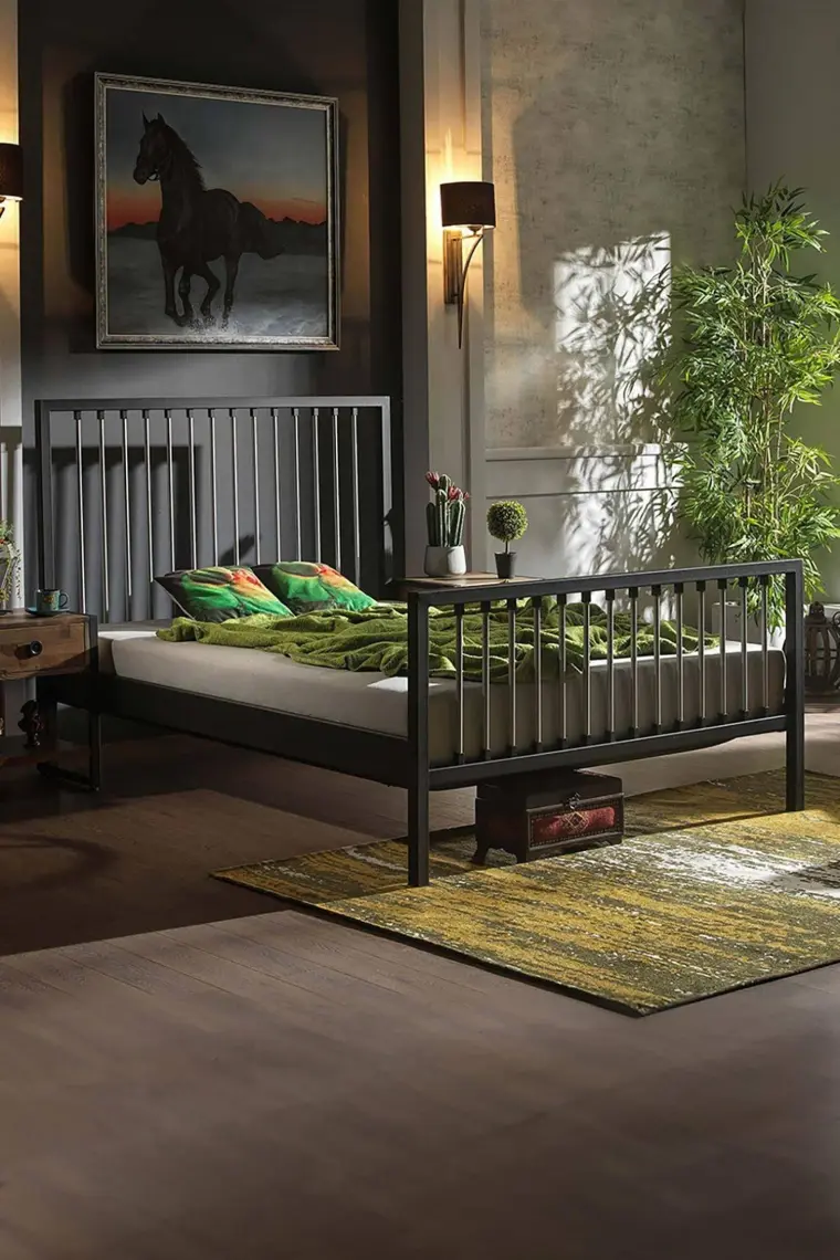 Unimet Breeze Tek Kişilik Ferforje Metal Karyola (Siyah-Gri)