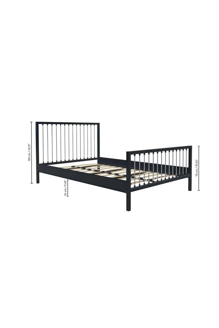Unimet Breeze Tek Kişilik Ferforje Metal Karyola (Siyah-Gri)