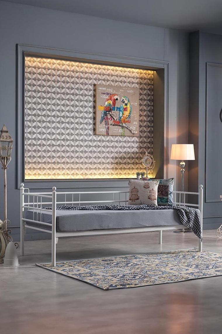Unimet Soho Daybed Tek Kişilik Sedir Divan Metal Karyola Beyaz