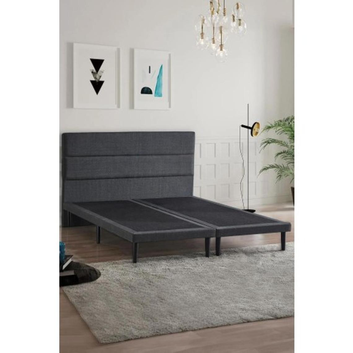 Niron Yatak Niron Slim Baza ve Başlık Takımı 150X200 Çift Kişilik Gri Kumaş Kaplı Metal Karyola ve Başlık Seti