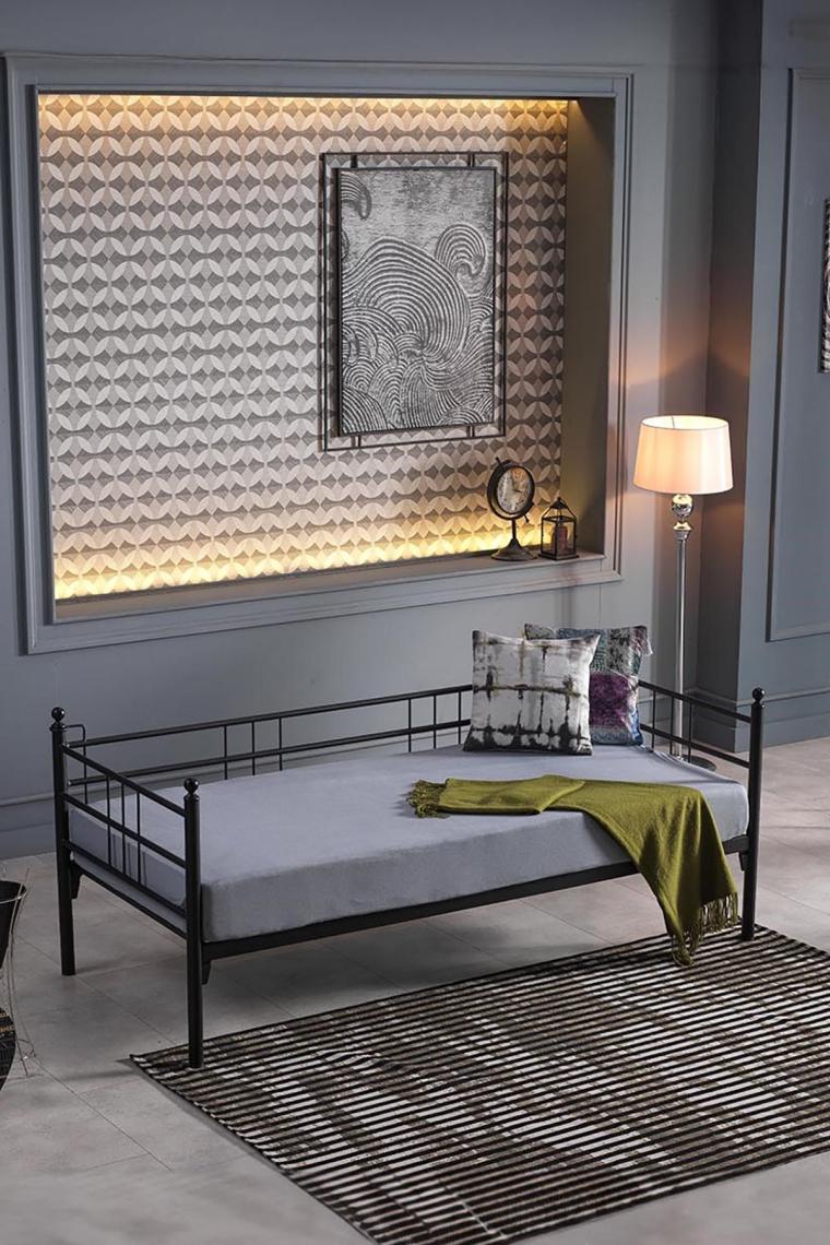Unimet Soho Daybed Tek Kişilik Sedir Divan Metal Karyola Siyah