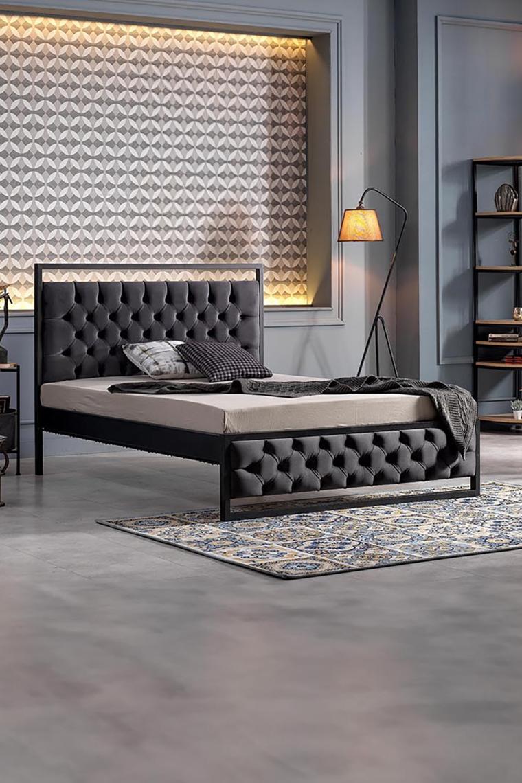 Unimet Mithra Çift Kişilik Metal Karyola Siyah