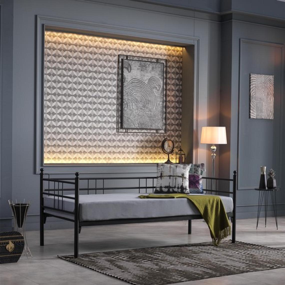 Unimet Soho Daybed Tek Kişilik Sedir Divan Metal Karyola Siyah