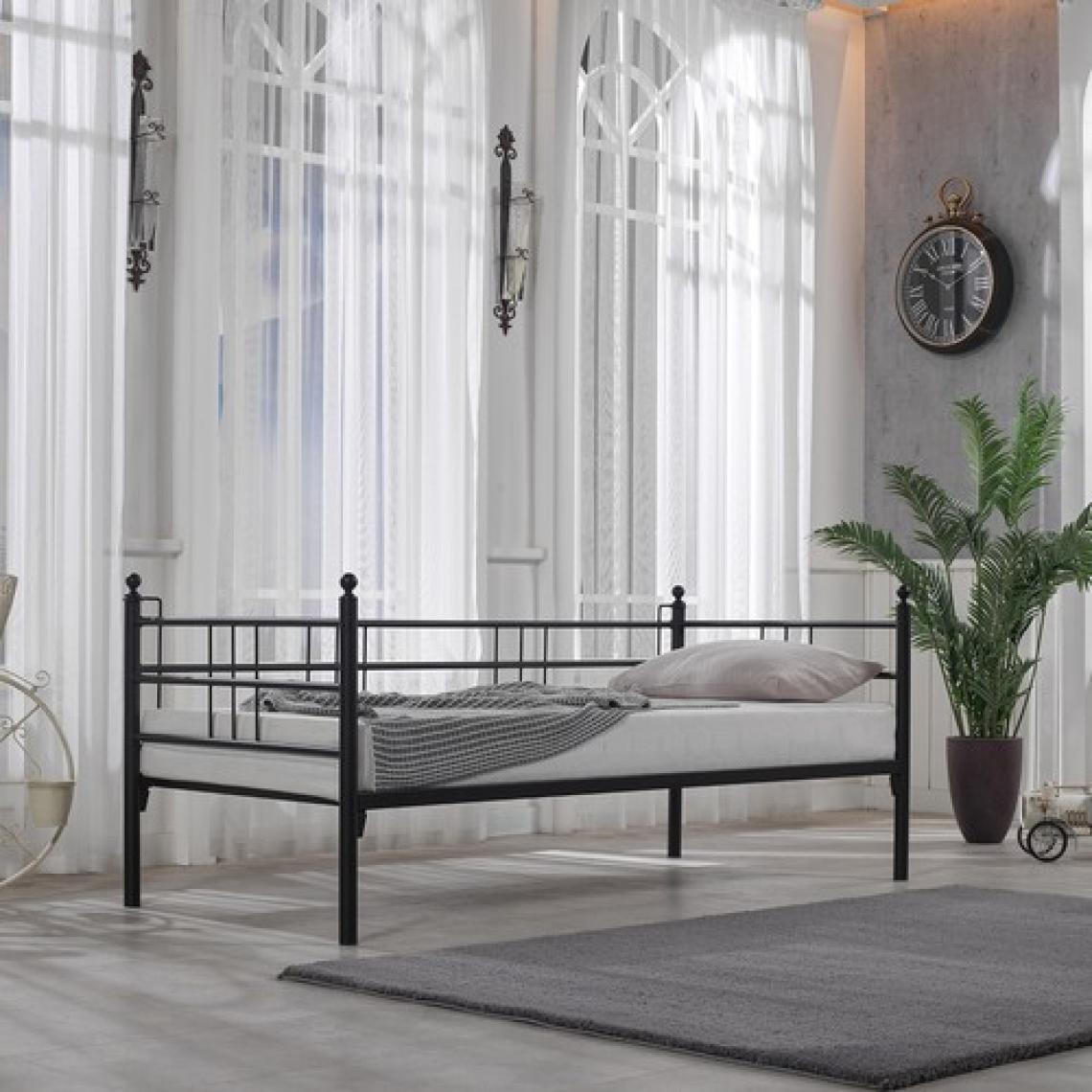 Unimet Soho Daybed Tek Kişilik Sedir Divan Metal Karyola Siyah