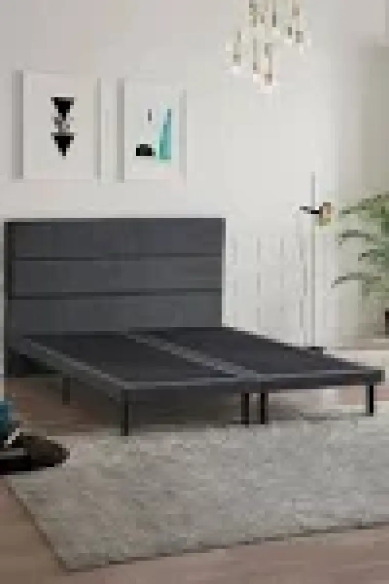 Niron Yatak Niron Slim Baza ve Başlık Takımı 200X200 Çift Kişilik Gri Kumaş Kaplı Metal Karyola ve Başlık Seti