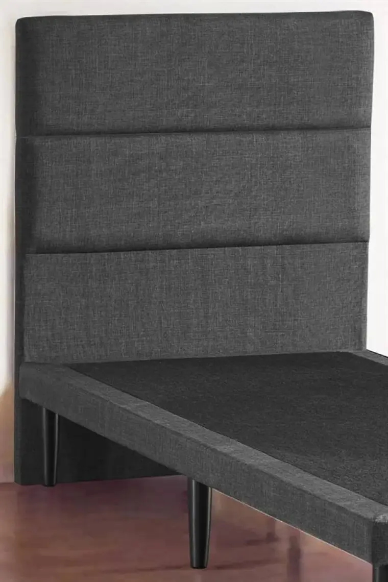 Niron Yatak Niron Slim Baza ve Başlık Takımı 200X200 Çift Kişilik Gri Kumaş Kaplı Metal Karyola ve Başlık Seti