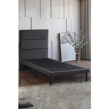 Niron Yatak Niron Slim Baza ve Başlık Takımı 90X190 Tek Kişilik Gri Kumaş Kaplı Metal Karyola ve Başlık Seti