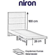 Niron Yatak Niron Slim Baza ve Başlık Takımı - 120X200 Tek Kişilik Kumaş Kaplı Metal Karyola ve Başlık Seti