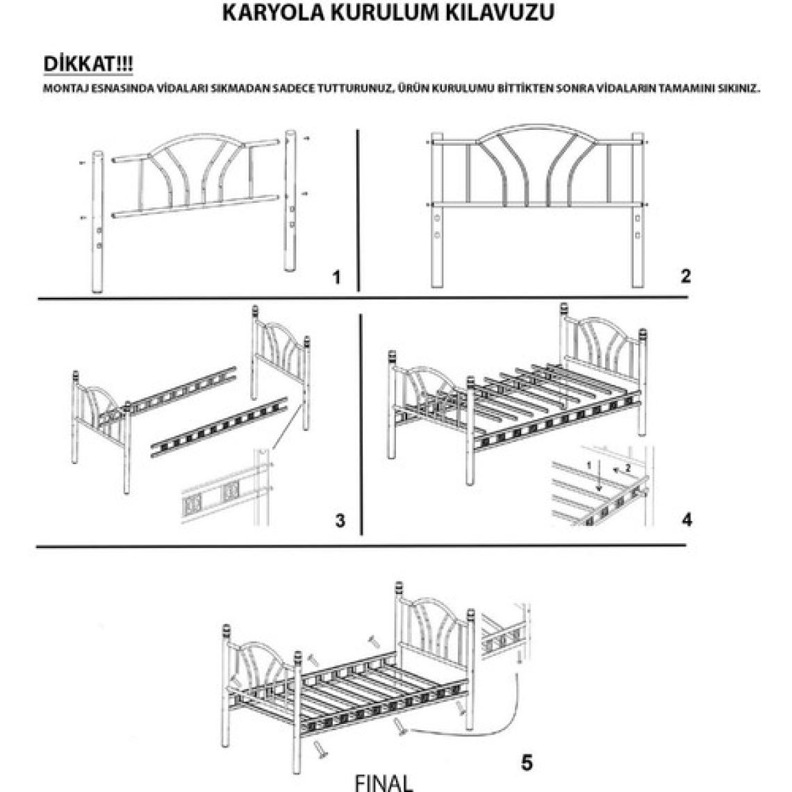 Argimo Kamelya Sedir Metal Karyola 90x200 Beyaz