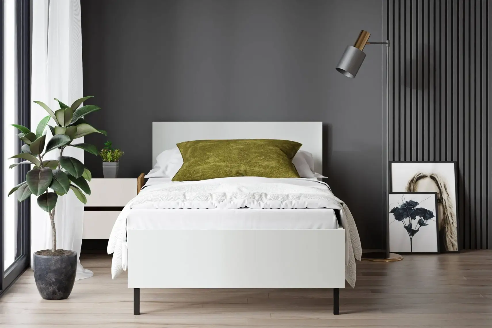 Ceramical KR1 Tek Kişilik Karyola - 90x190 - Beyaz