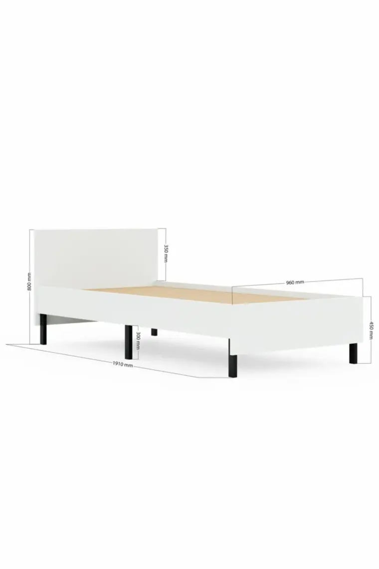 Ceramical KR1 Tek Kişilik Karyola - 90x190 - Beyaz