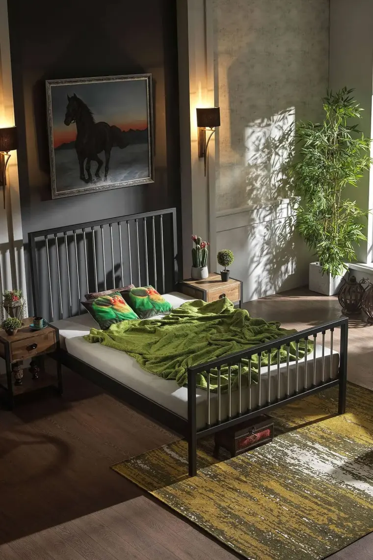 Unimet Breeze Çift Kişilik Ferforje Metal Karyola (Siyah-Gri)