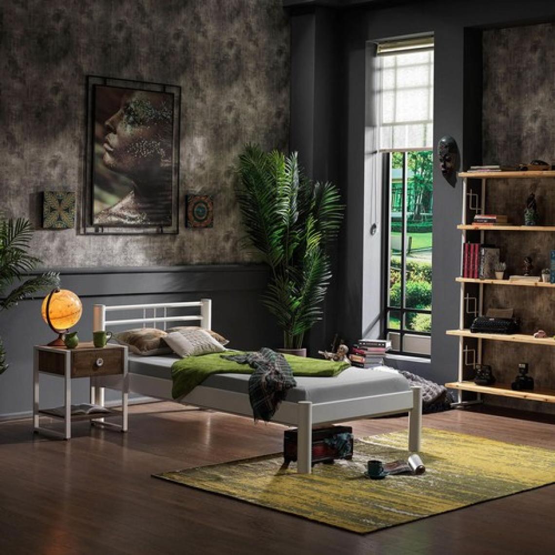 Unimet Asos-S Tek Kişilik Ferforje Metal Karyola-Beyaz