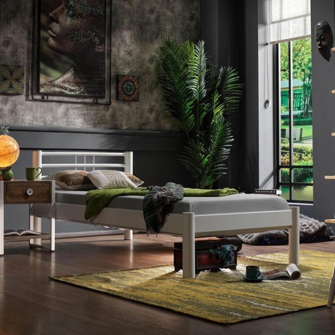 Unimet Asos-S Tek Kişilik Ferforje Metal Karyola-Beyaz