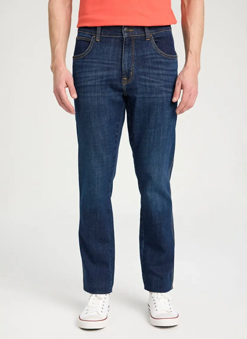 Wrangler Texas Slim Fit Dar Kesim Normal Bel Mavi Esnek Jean Kot Pantolon