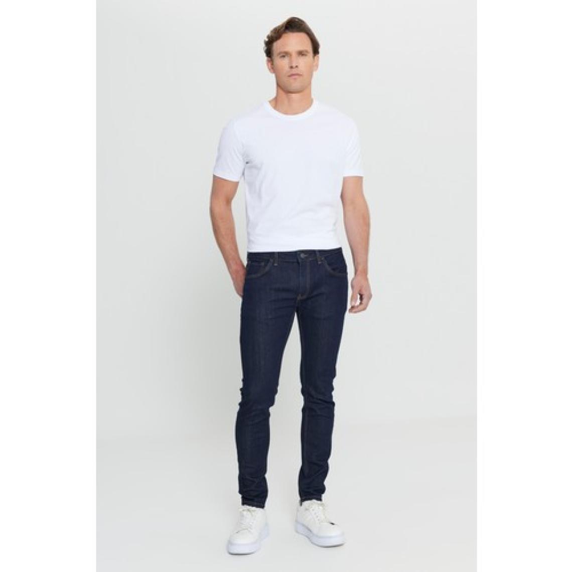 Altınyıldız Classics Erkek Koyu Lacivert Ekstra Slim Fit Dar Kesim Pamuklu Esnek Rııs Jean Kot Pantolon Denim