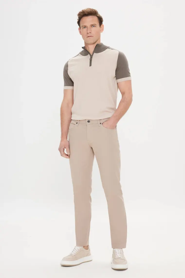 Altınyıldız Classics Erkek Taş 360 Derece Her Yöne Esneyen Slim Fit Dar Kesim Diyagonal Esnek Desenli Pantolon