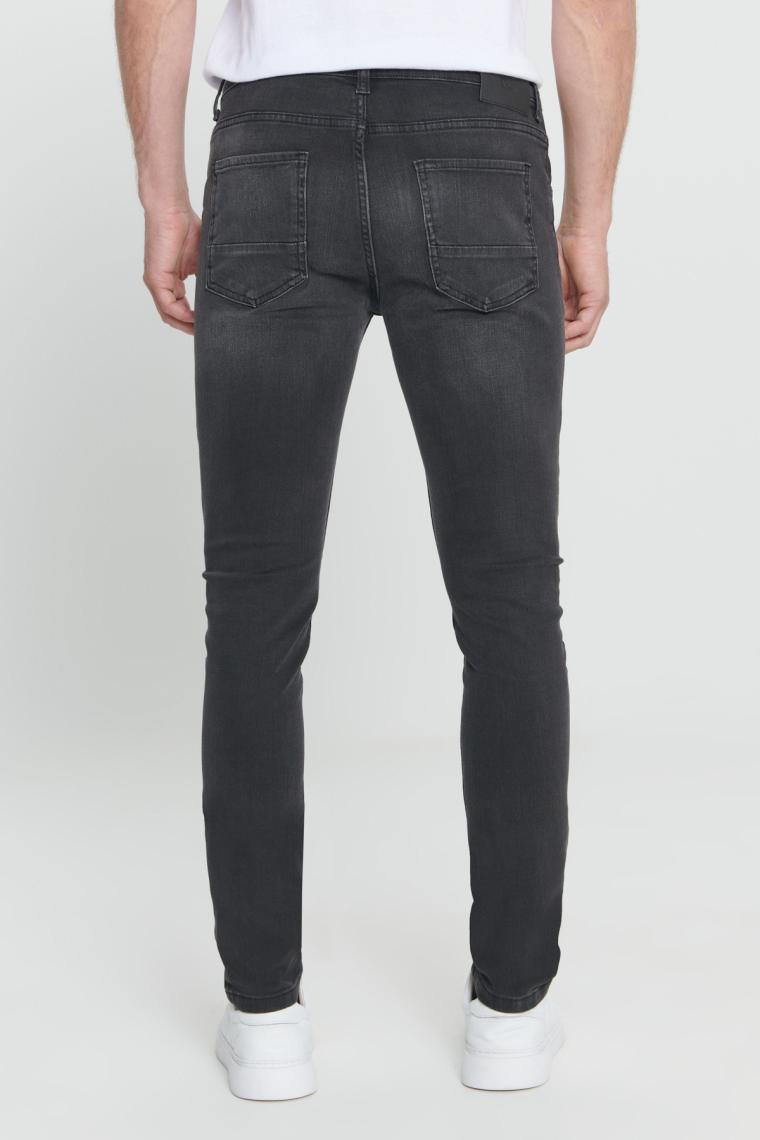 Altınyıldız Classics Erkek Antrasit Ekstra Slim Fit Dar Kesim Rıss Pamuklu Esnek Denim Jean Kot Pantolon