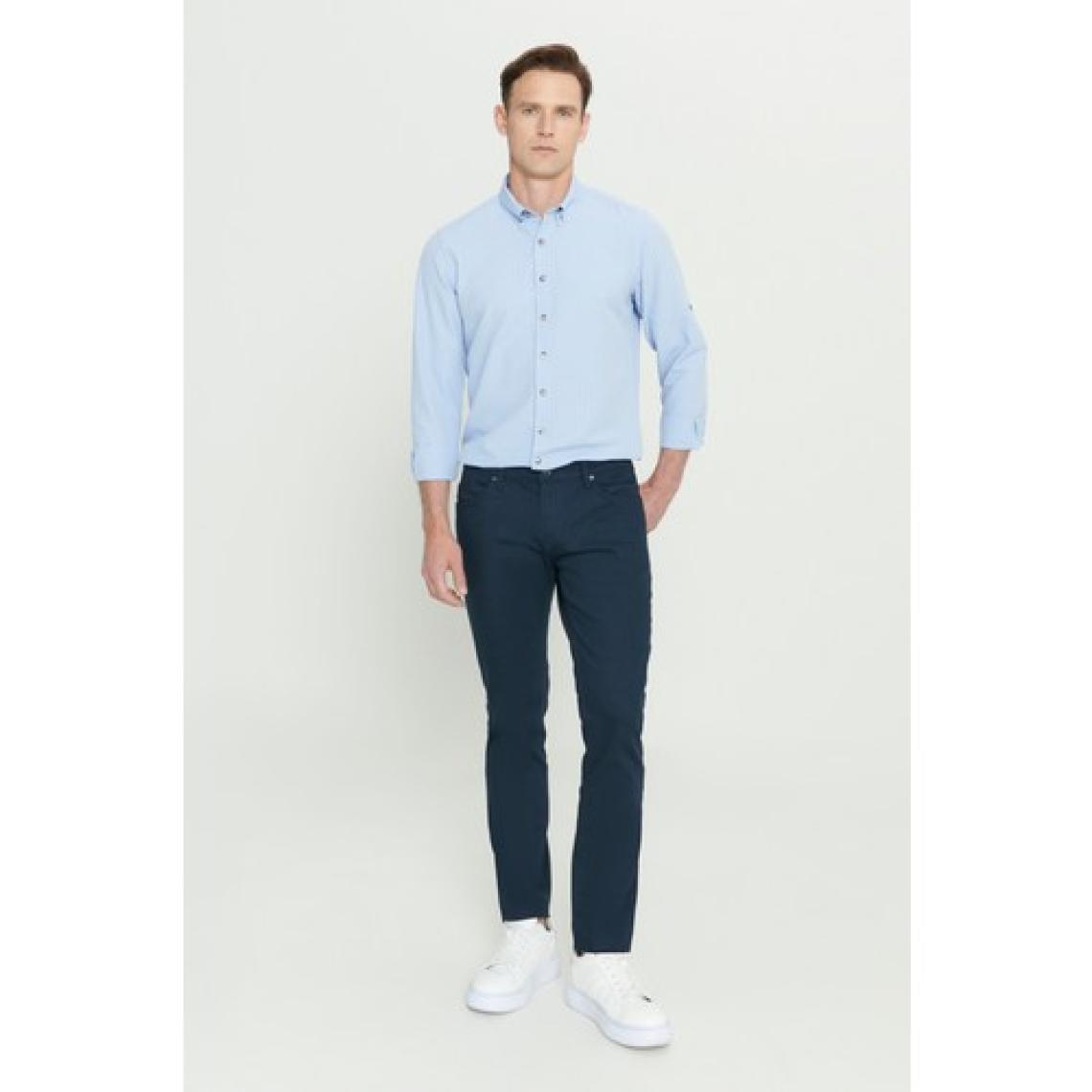 Altınyıldız Classics Erkek Lacivert 360 Derece Her Yöne Esneyen Slim Fit Dar Kesim Diyagonal Esnek Desenli Pantolon
