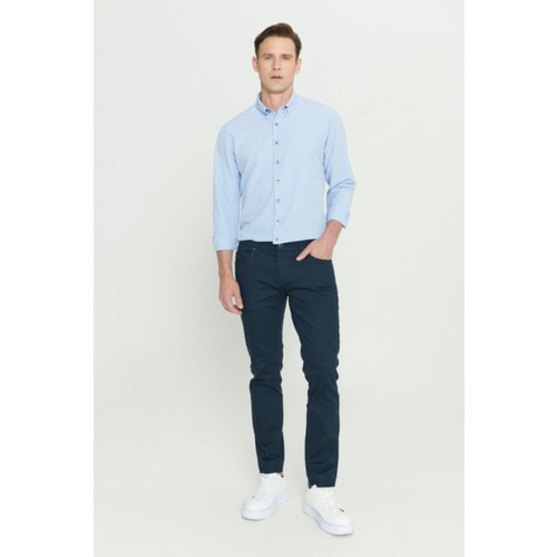 Altınyıldız Classics Erkek Lacivert 360 Derece Her Yöne Esneyen Slim Fit Dar Kesim Diyagonal Esnek Desenli Pantolon