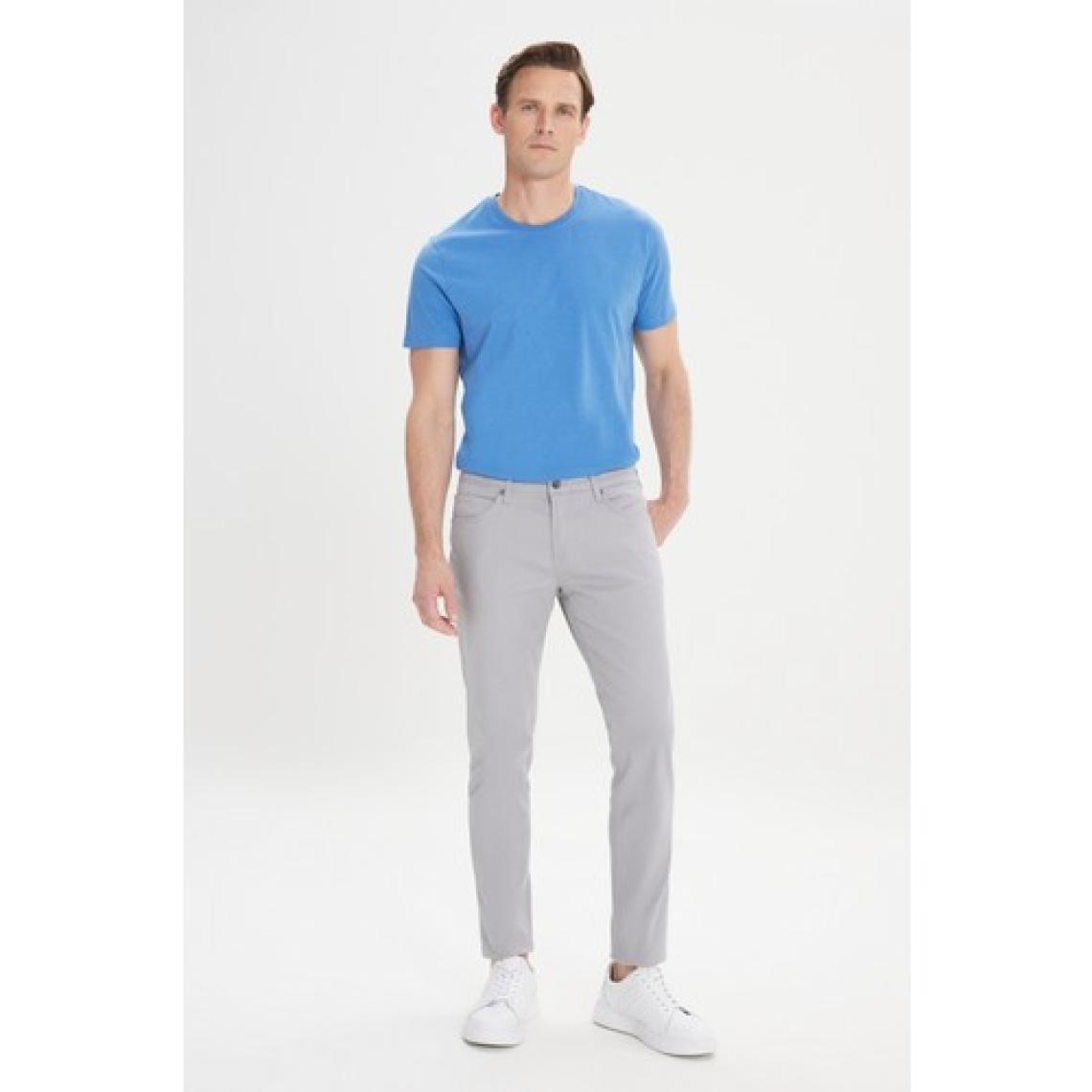 Altınyıldız Classics Erkek Gri 360 Derece Her Yöne Esneyen Slim Fit Dar Kesim Diyagonal Esnek Desenli Pantolon