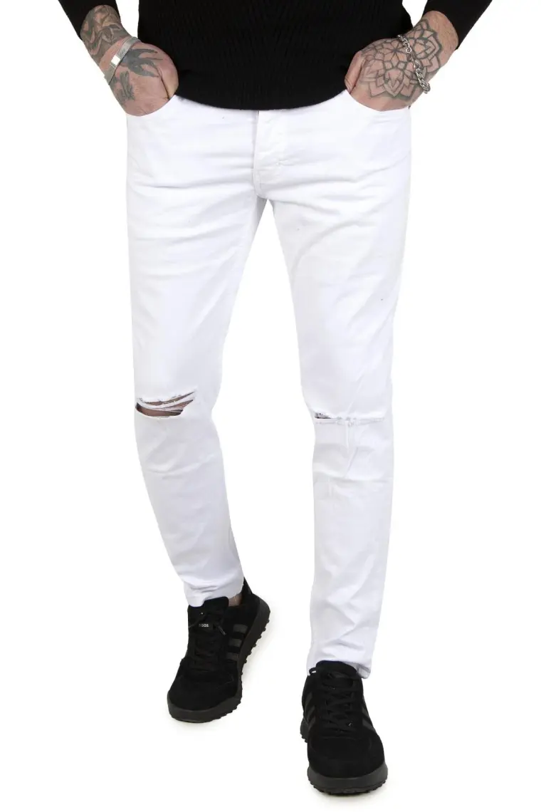 DeepSEA Beyaz Likralı Jeans Skinny Fit Esnek Kot Pantolon 2004157