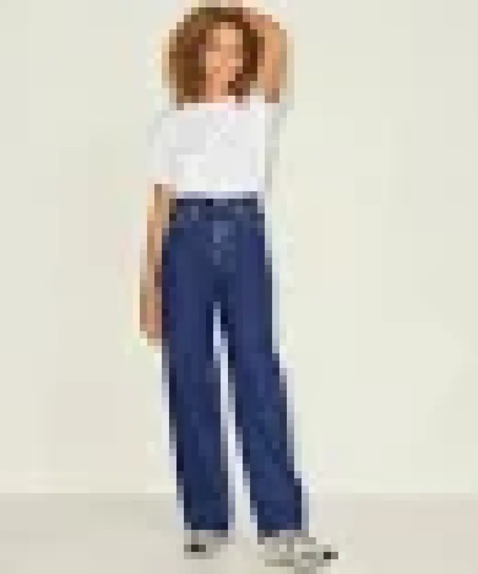 JJXX Jxtokyo Wide Hw Cre6001 Noos Düz Koyu Mavi Kadın Denim Pantolon