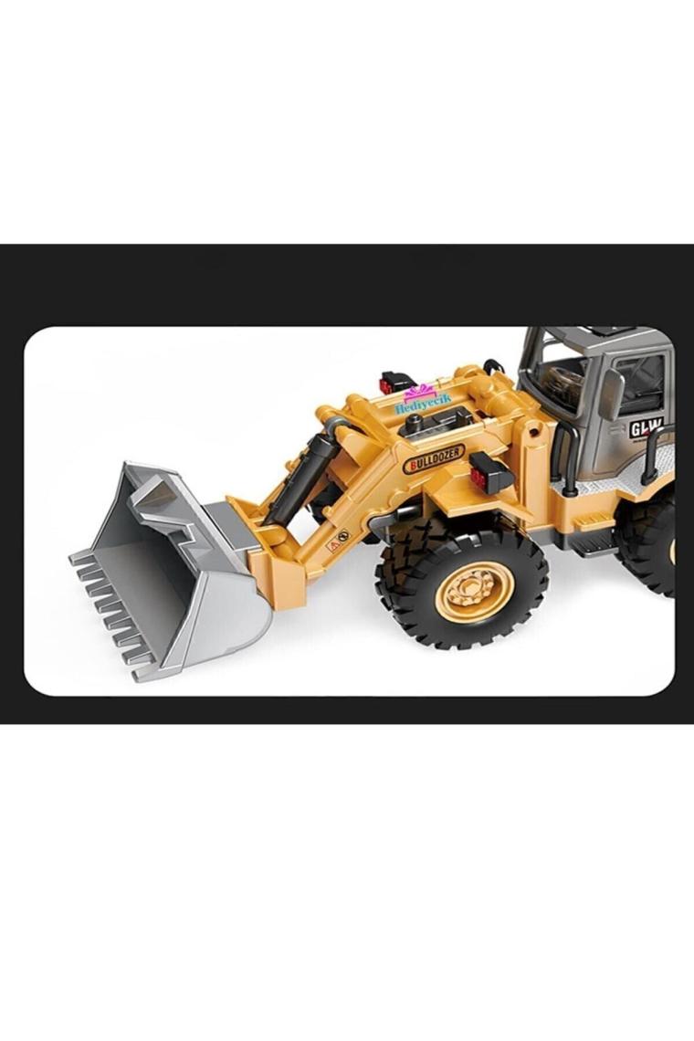 Oyuncak Metal Buldozer Ekskavatör Kepçe iş Makinası 32 Cm