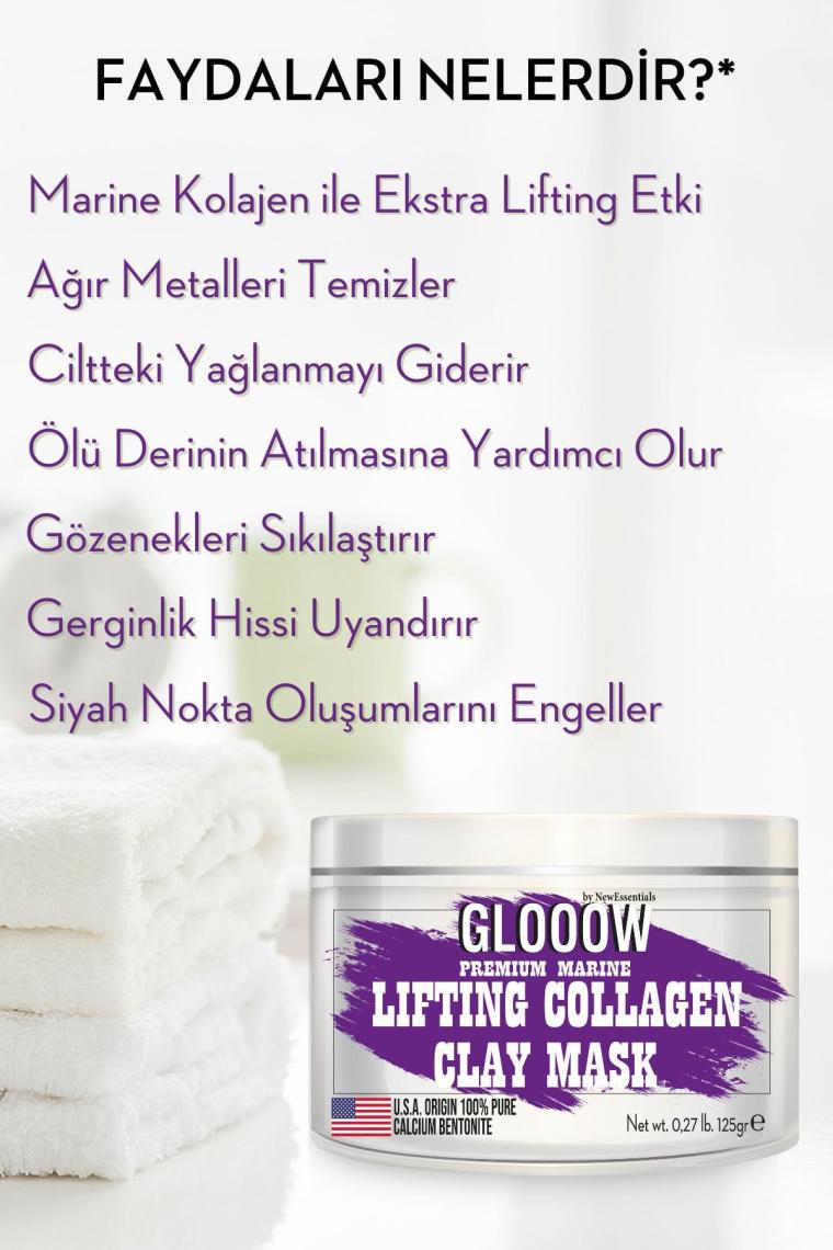 Kolajen Kil Maskesi-Sıkılaştırıcı, Arındırıcı & Peeling Etkili Yüz Maskesi- 125 gr