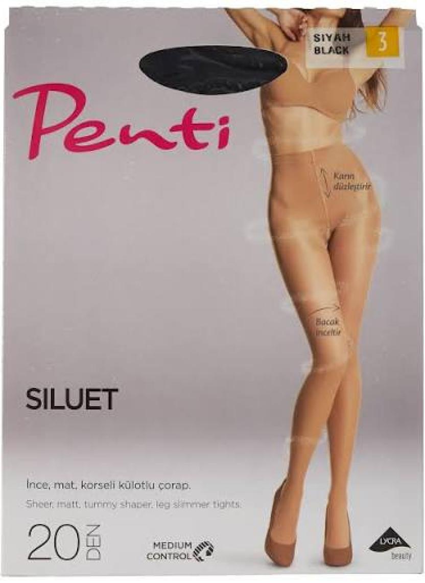 Siyah Silüet Korseli Külotlu Çorap-Pentilicious